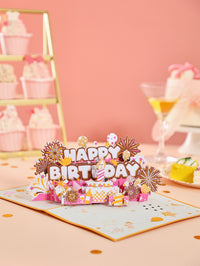 Manufacture Festive Greeting Card Fireworks Birthday 3D Pop-Up Card