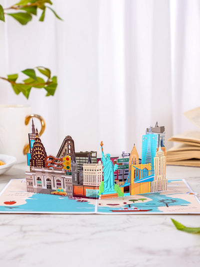New York City 3D Pop-Up Card – Statue of Liberty & Skyline | NYC Souvenir Pop Up Greeting Card