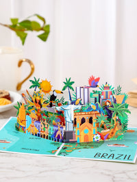 Rio de Janeiro 3D Pop-Up Card – Christ the Redeemer & Sugarloaf Mountain | Brazil Landmark Souvenir