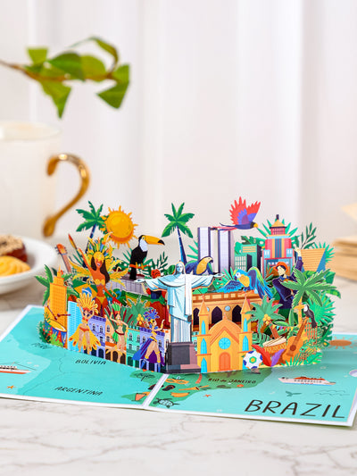 Rio de Janeiro 3D Pop-Up Card – Christ the Redeemer & Sugarloaf Mountain | Brazil Landmark Souvenir