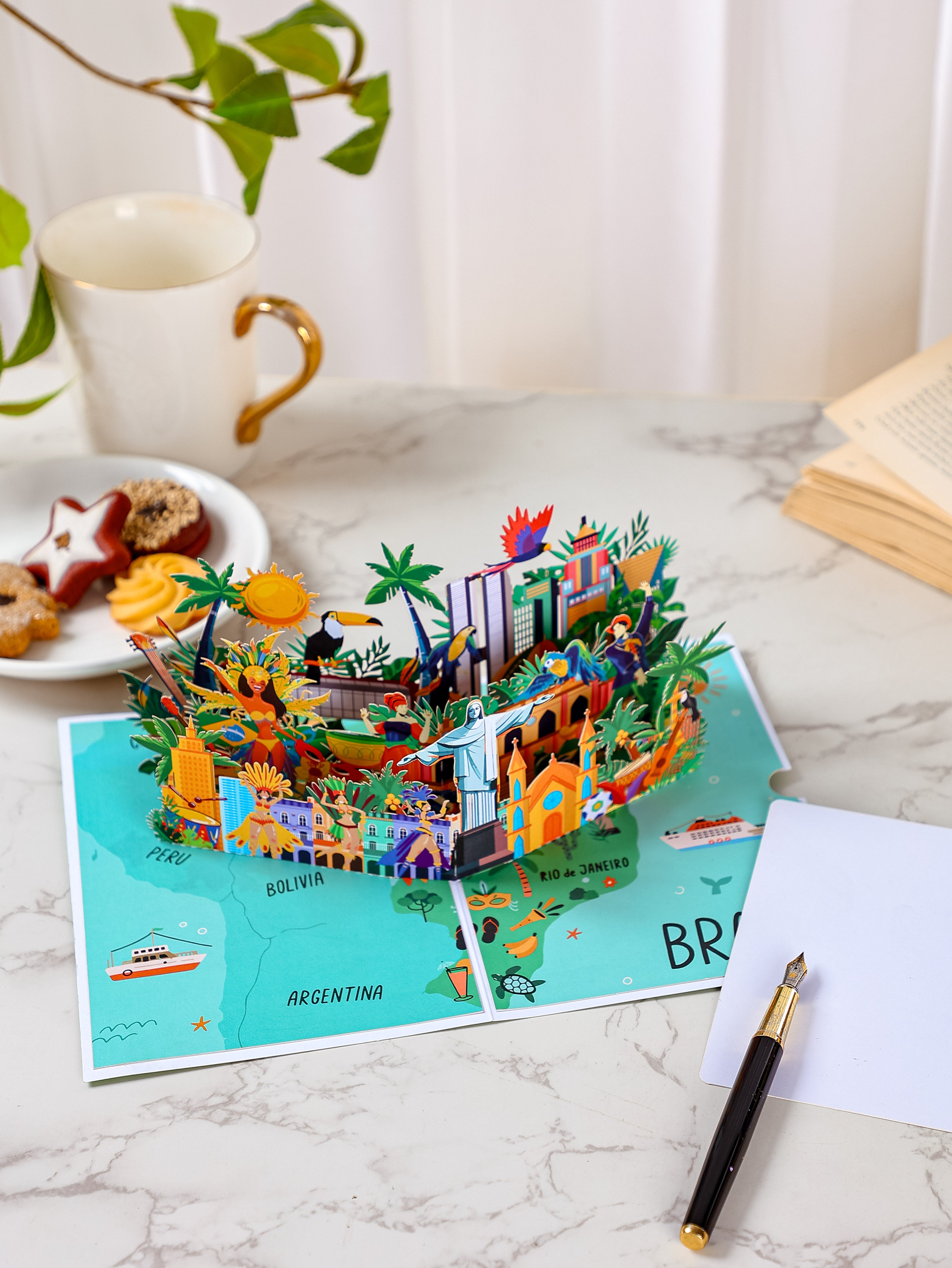 Rio de Janeiro 3D Pop-Up Card – Christ the Redeemer & Sugarloaf Mountain | Brazil Landmark Souvenir