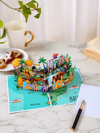Rio de Janeiro 3D Pop-Up Card – Christ the Redeemer & Sugarloaf Mountain | Brazil Landmark Souvenir
