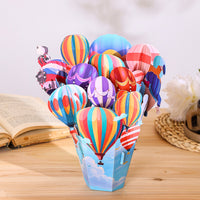 Custom Colorful Hot Air Balloon 3D Pop-Up Card Vibrant 3D Flower Bouquet