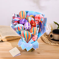 Custom Colorful Hot Air Balloon 3D Pop-Up Card Vibrant 3D Flower Bouquet