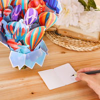 Custom Colorful Hot Air Balloon 3D Pop-Up Card Vibrant 3D Flower Bouquet