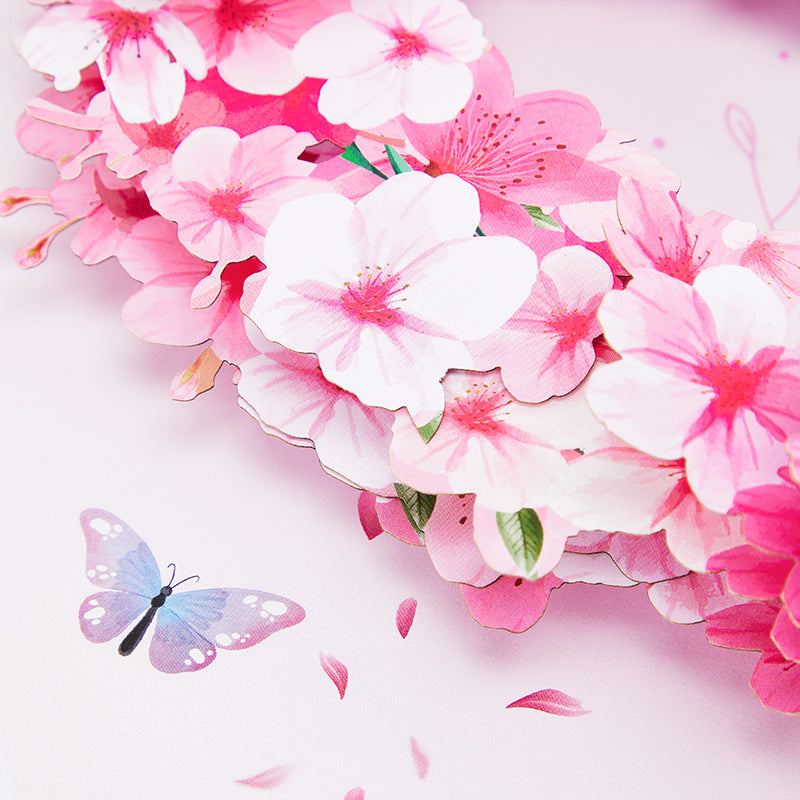 Cherry Blossom Heart Wreath 3D Pop-Up Greeting Card