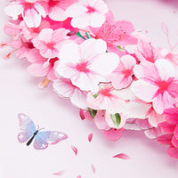 Cherry Blossom Heart Wreath 3D Pop-Up Greeting Card
