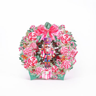 Custom Logo Nutcracker Christmas Wreath 3D Pop-Up Greeting Card Festive Holiday 3D Desk Decor