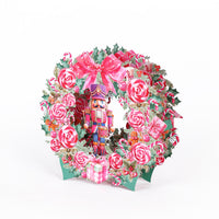 Custom Logo Nutcracker Christmas Wreath 3D Pop-Up Greeting Card Festive Holiday 3D Desk Decor