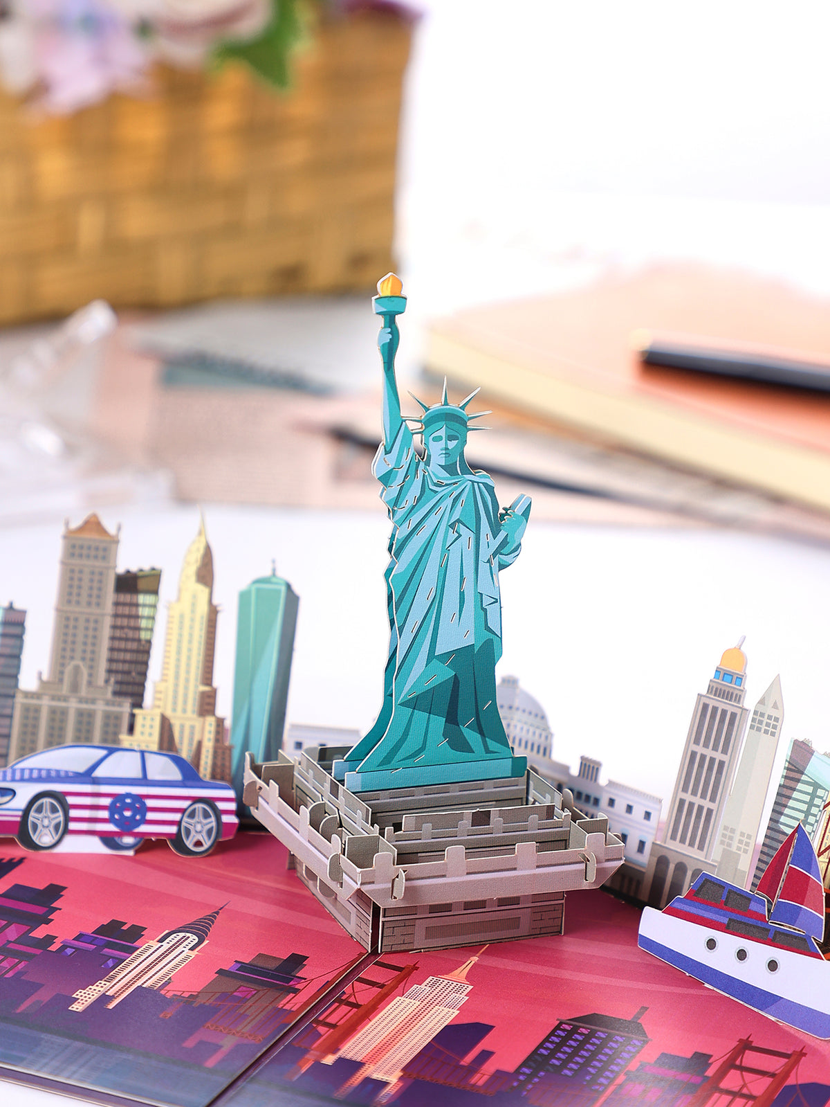 Small MOQ New York City Skyline 3D Pop-Up Card Statue of Liberty & Landmarks Souvenir Greeting Card