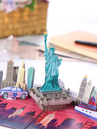 Small MOQ New York City Skyline 3D Pop-Up Card Statue of Liberty & Landmarks Souvenir Greeting Card