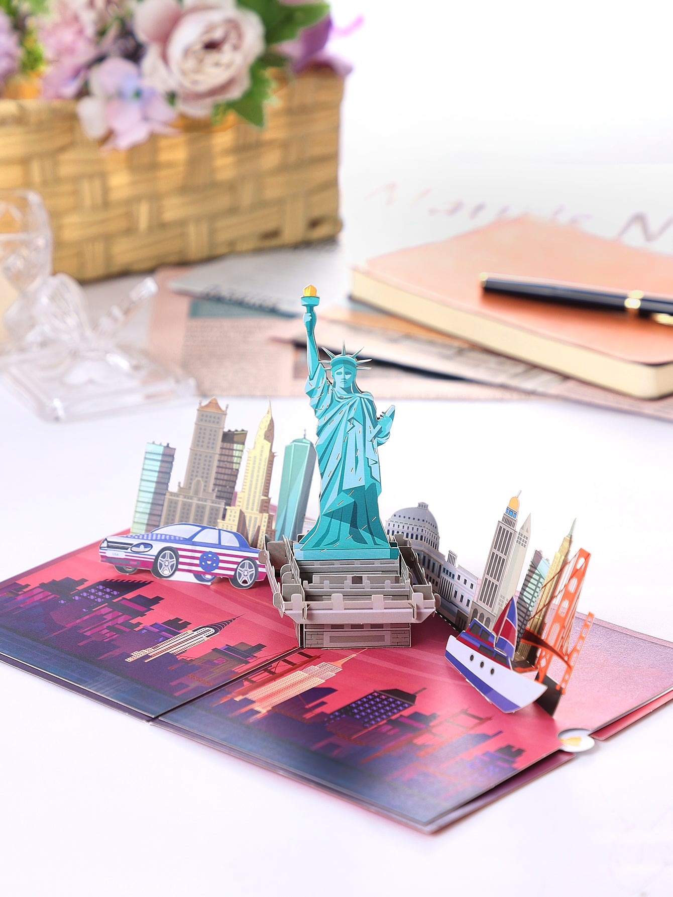 Small MOQ New York City Skyline 3D Pop-Up Card Statue of Liberty & Landmarks Souvenir Greeting Card