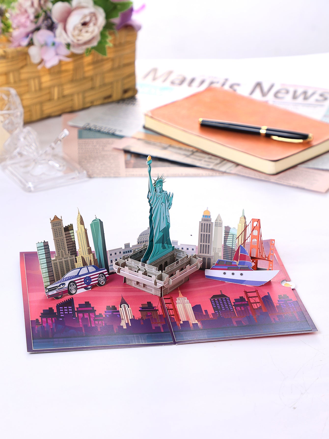 Small MOQ New York City Skyline 3D Pop-Up Card Statue of Liberty & Landmarks Souvenir Greeting Card