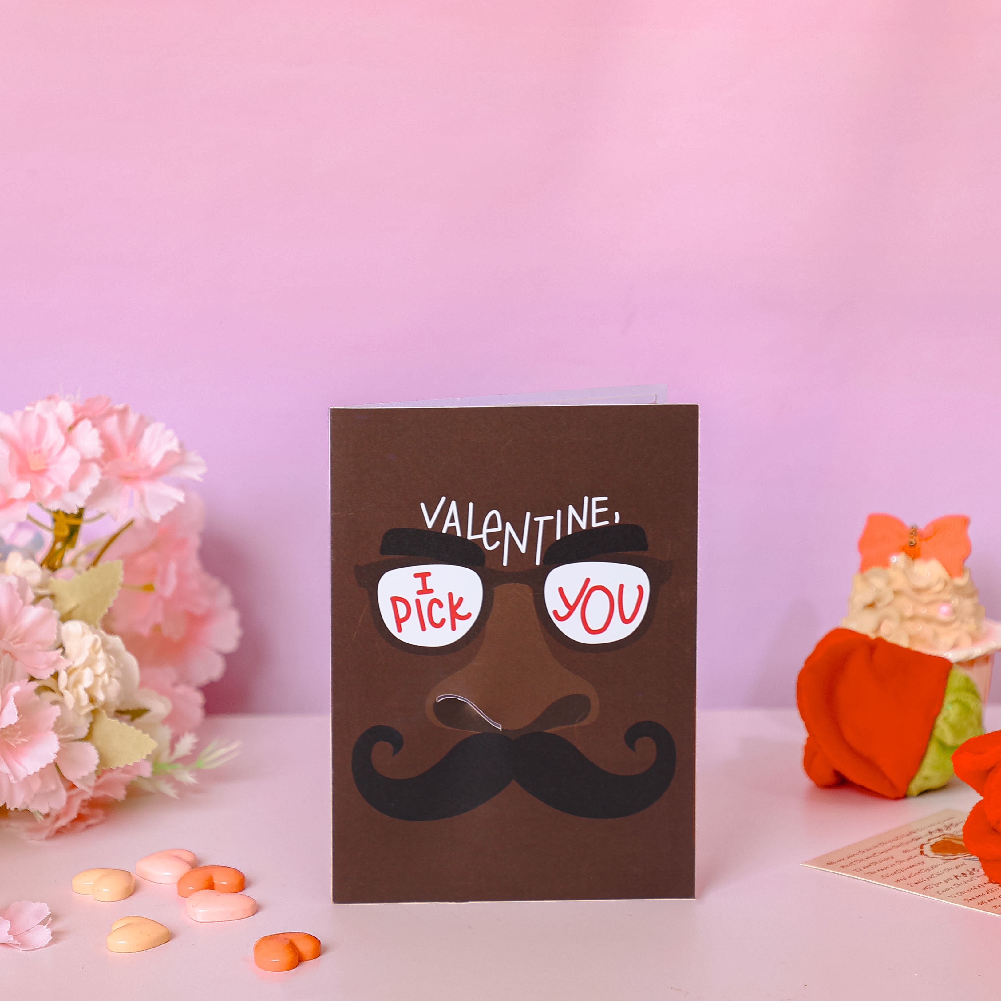Factory High Quality Funny "I Pick You" Plush Rose Valentine's 3D Pop-up Card