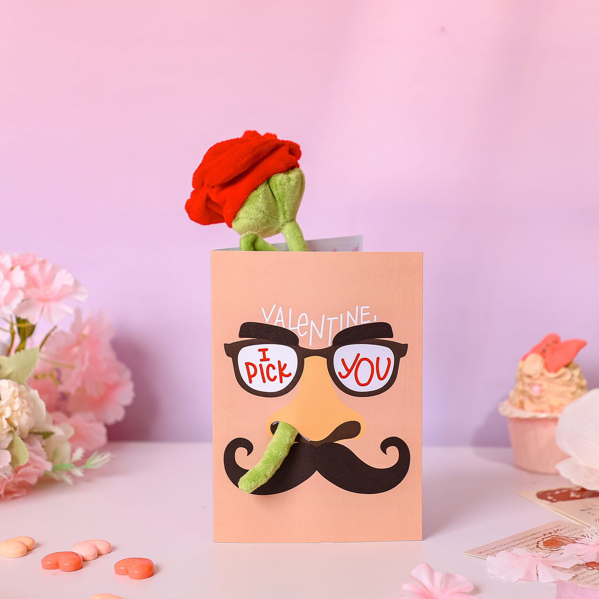 Factory High Quality Funny "I Pick You" Plush Rose Valentine's 3D Pop-up Card