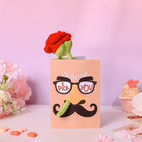 Factory High Quality Funny "I Pick You" Plush Rose Valentine's 3D Pop-up Card