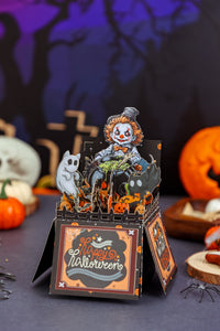 Large Production Capacity Spooky Clown 3D Pop-Up Card Halloween Box Shape Table Decor Greeting Card