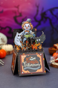 Large Production Capacity Spooky Clown 3D Pop-Up Card Halloween Box Shape Table Decor Greeting Card