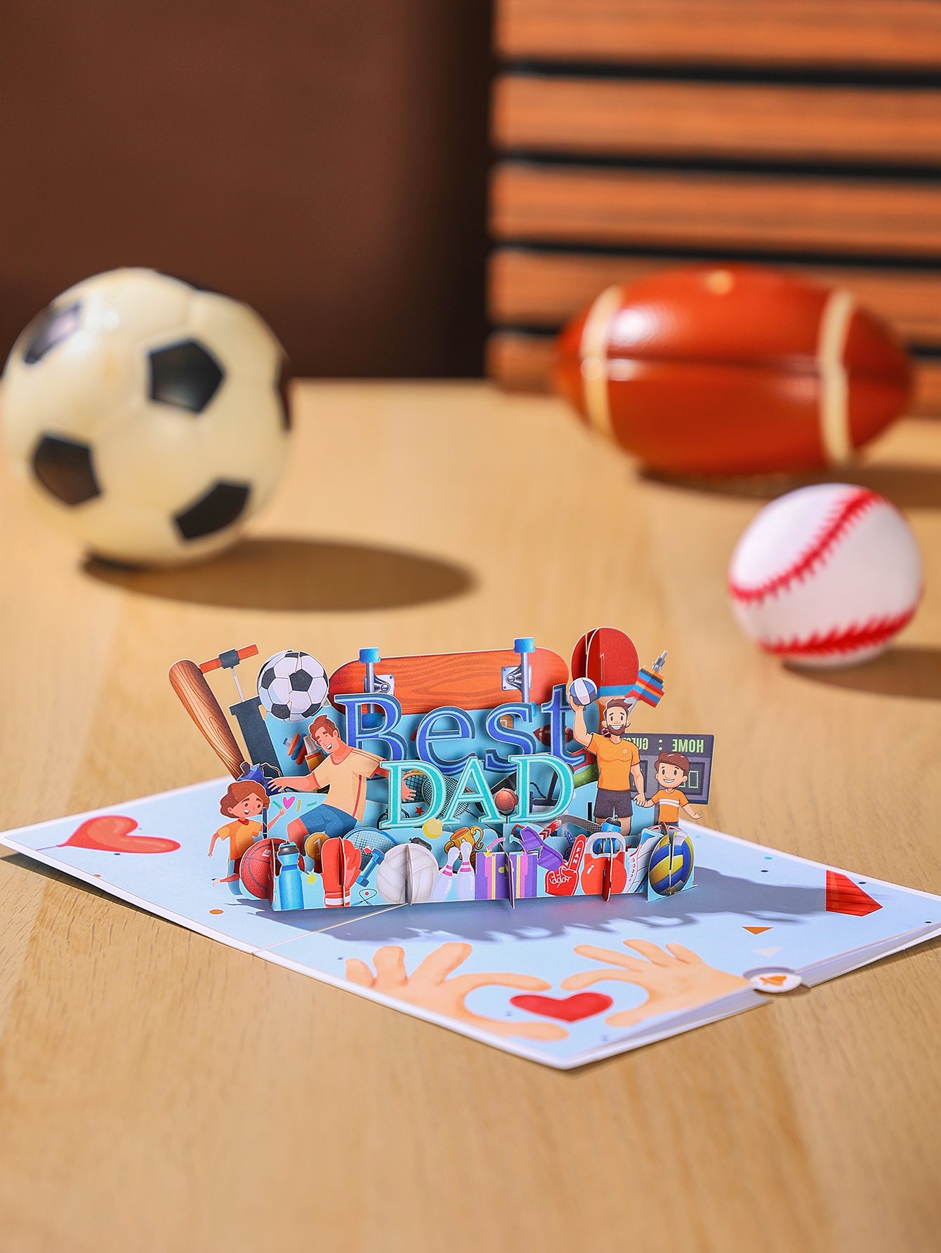 Celebrate the ultimate sports dad with our Best Dad 3D Pop-Up Greeting Card!