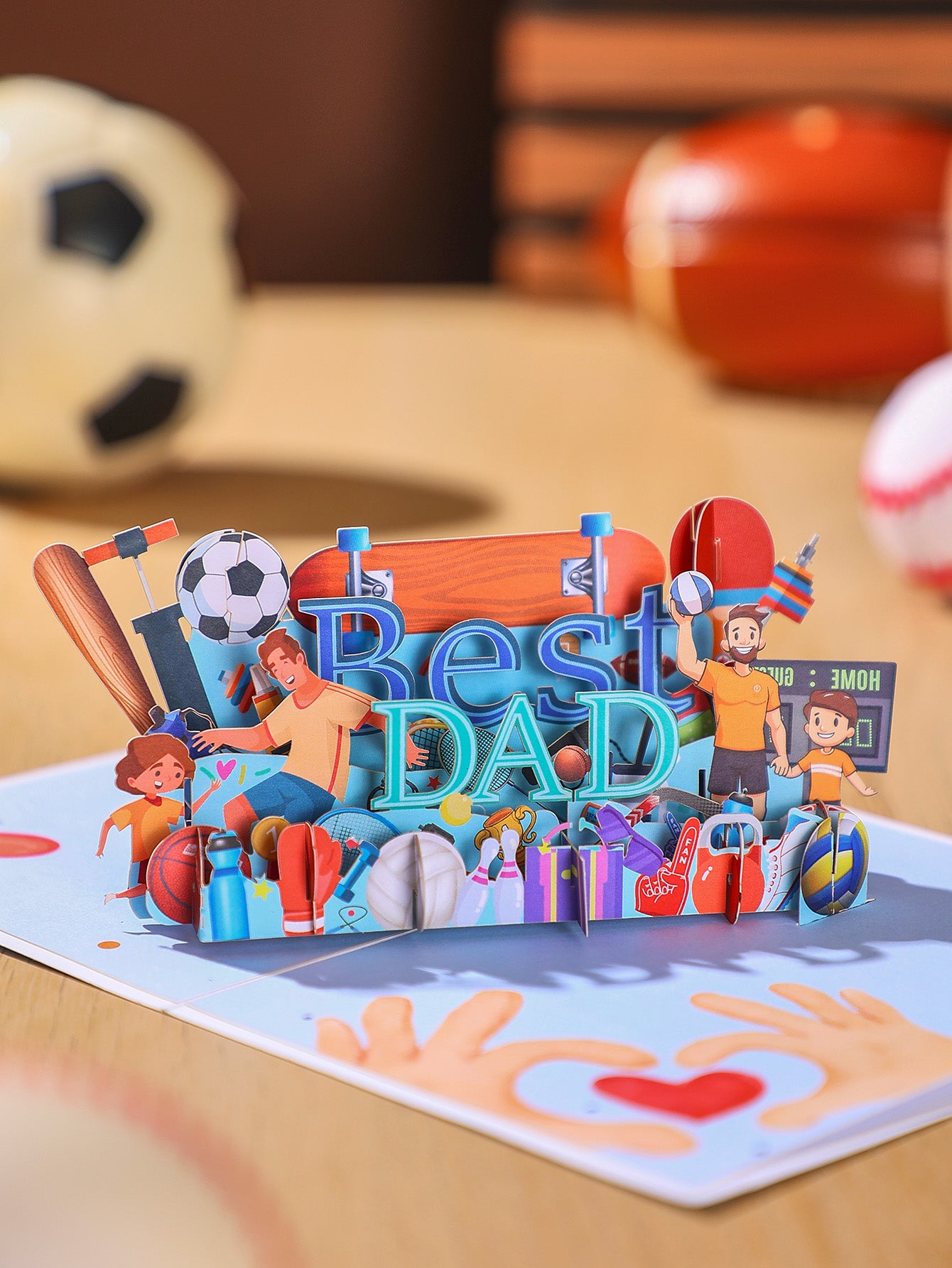 Celebrate the ultimate sports dad with our Best Dad 3D Pop-Up Greeting Card!
