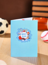 Celebrate the ultimate sports dad with our Best Dad 3D Pop-Up Greeting Card!