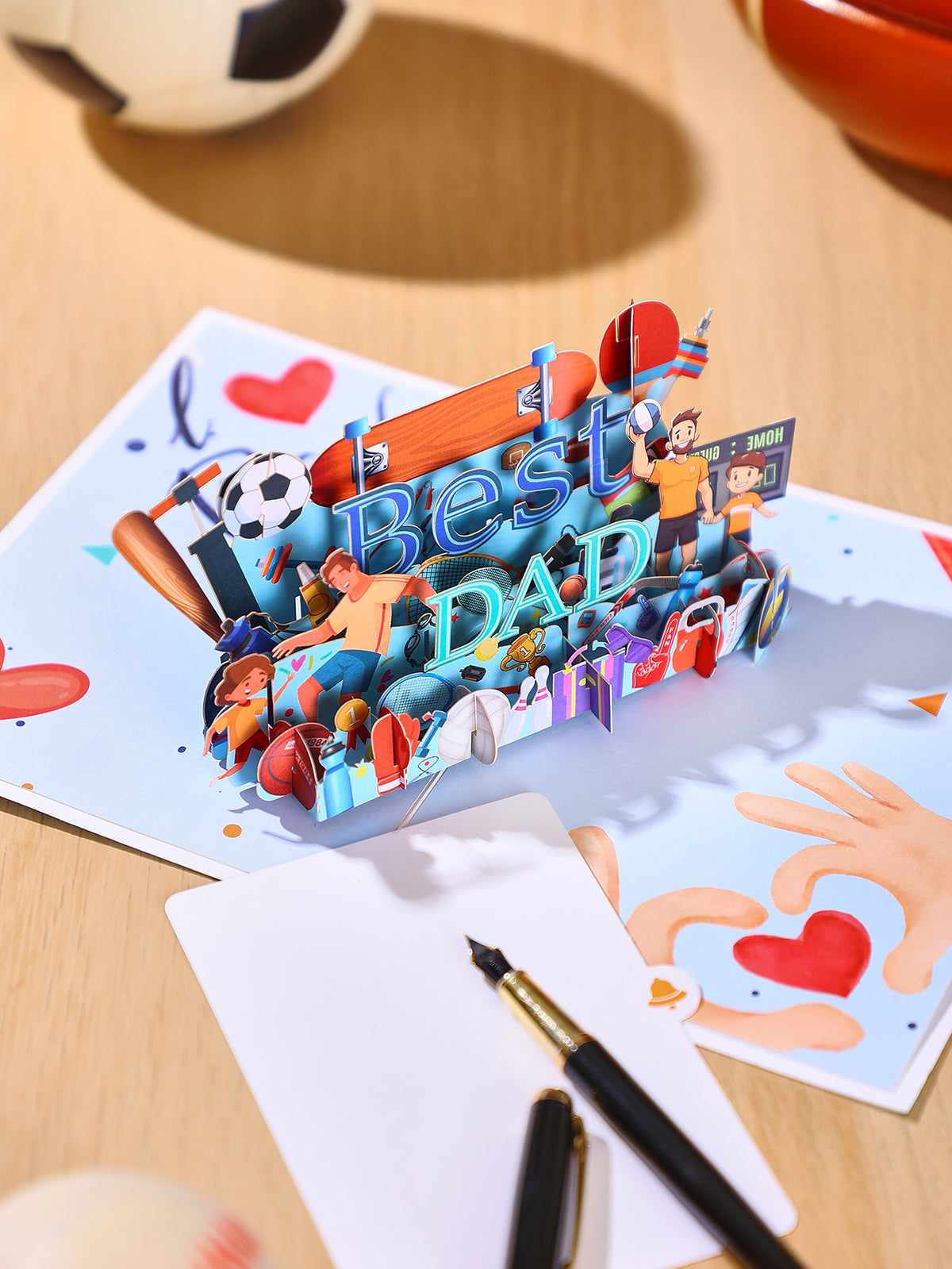 Celebrate the ultimate sports dad with our Best Dad 3D Pop-Up Greeting Card!