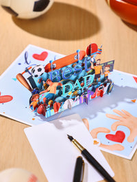 Celebrate the ultimate sports dad with our Best Dad 3D Pop-Up Greeting Card!
