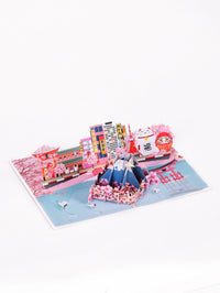 Custom Japan Scene 3D Pop-Up Card  Mount Fuji & Cherry Blossom Bulk Travel Greeting Card