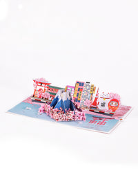 Custom Japan Scene 3D Pop-Up Card  Mount Fuji & Cherry Blossom Bulk Travel Greeting Card