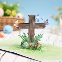 Distributor Wholesale Easter Cross 3D Pop-Up Card With Religious Spring & Butterfly Design