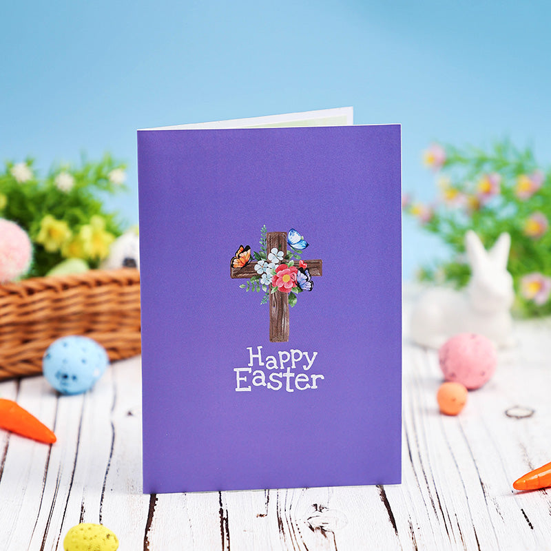 Distributor Wholesale Easter Cross 3D Pop-Up Card With Religious Spring & Butterfly Design