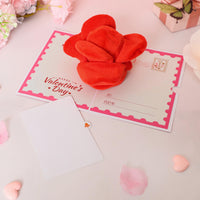 Wholesale Supplier Plush Rose Valentine's Day 3D Pop-Up Greeting Card Romantic Soft Gift