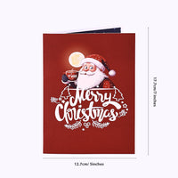 Factory Direct Sale Skiing Santa 3D Pop-Up Christmas Card Festive Greeting Card for Holiday Wishes Winter Celebrations