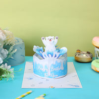 Bulk Supply Polar Bear Happy Birthday 3D Pop-Up Greeting Card Unique Cake Design Gift