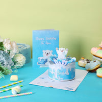 Bulk Supply Polar Bear Happy Birthday 3D Pop-Up Greeting Card Unique Cake Design Gift