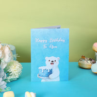 Bulk Supply Polar Bear Happy Birthday 3D Pop-Up Greeting Card Unique Cake Design Gift