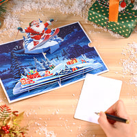 Factory Direct Sale Skiing Santa 3D Pop-Up Christmas Card Festive Greeting Card for Holiday Wishes Winter Celebrations