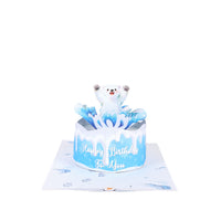 Bulk Supply Polar Bear Happy Birthday 3D Pop-Up Greeting Card Unique Cake Design Gift