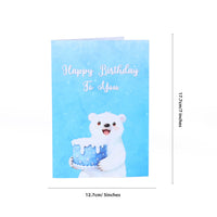 Bulk Supply Polar Bear Happy Birthday 3D Pop-Up Greeting Card Unique Cake Design Gift