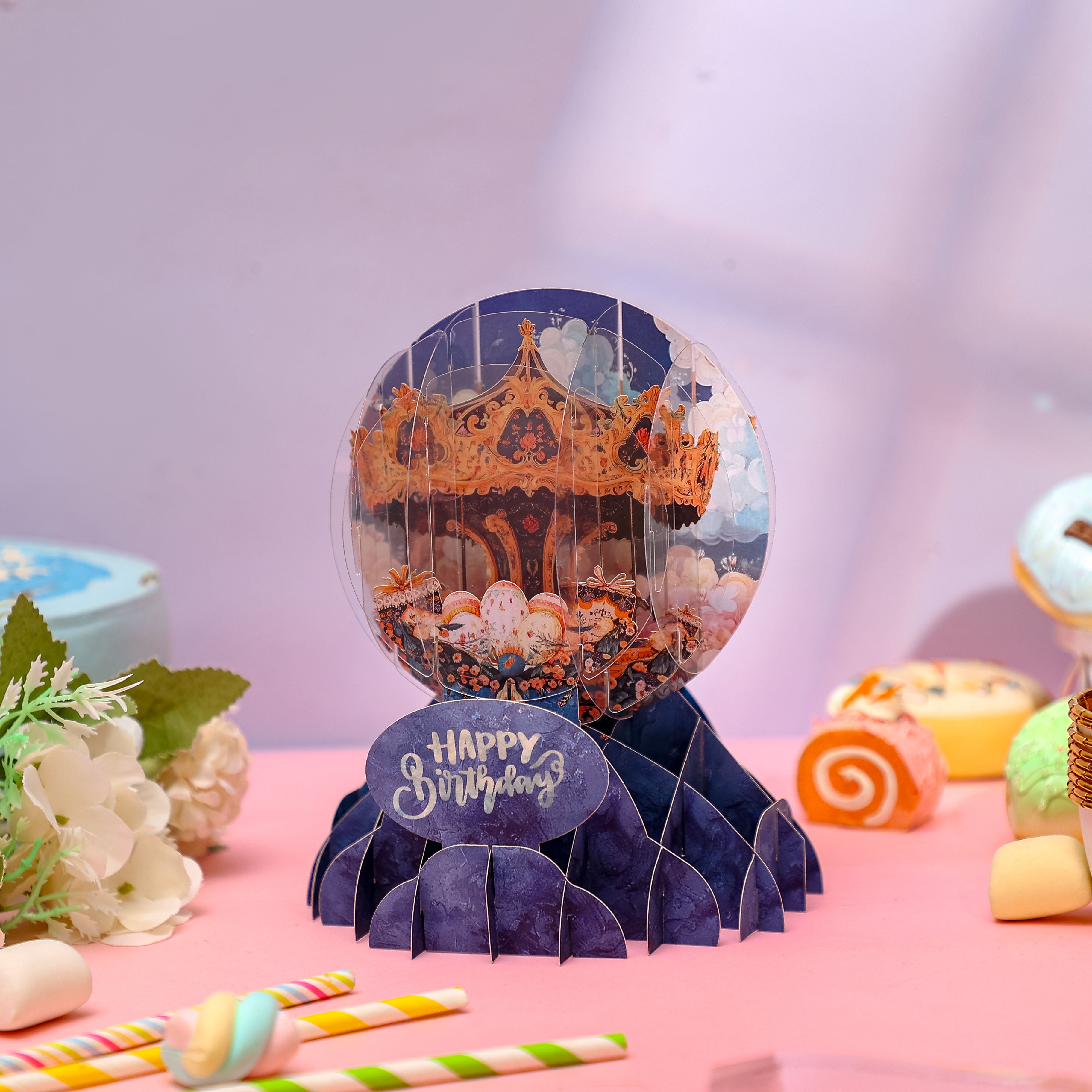 Cost-Effective Carousel 3D Pop-Up Card Magical Crystal Ball Birthday Desk Decor