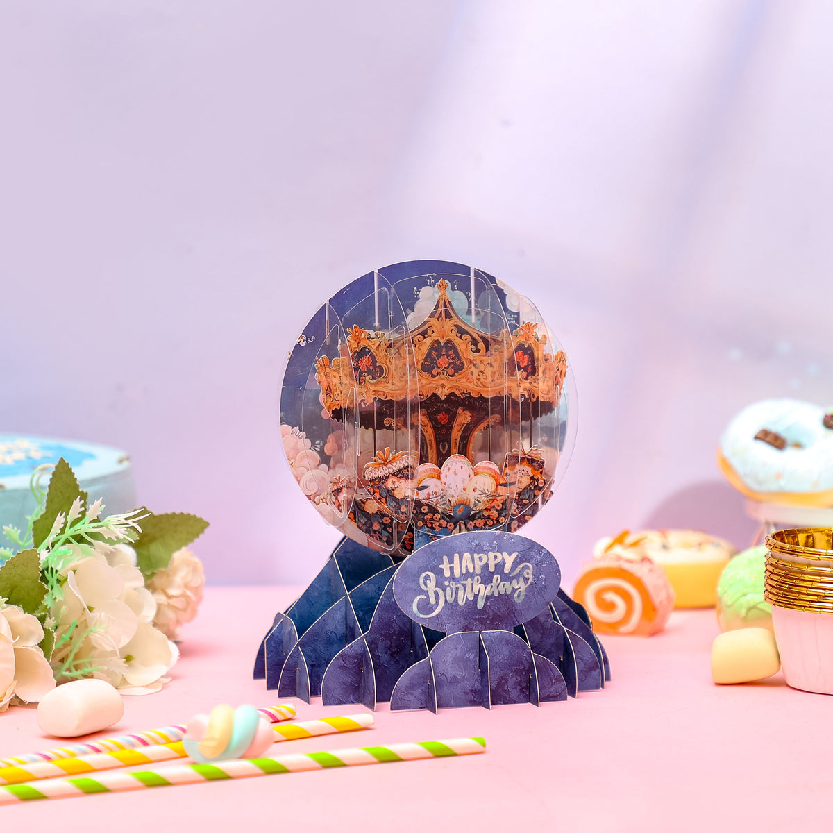 Cost-Effective Carousel 3D Pop-Up Card Magical Crystal Ball Birthday Desk Decor