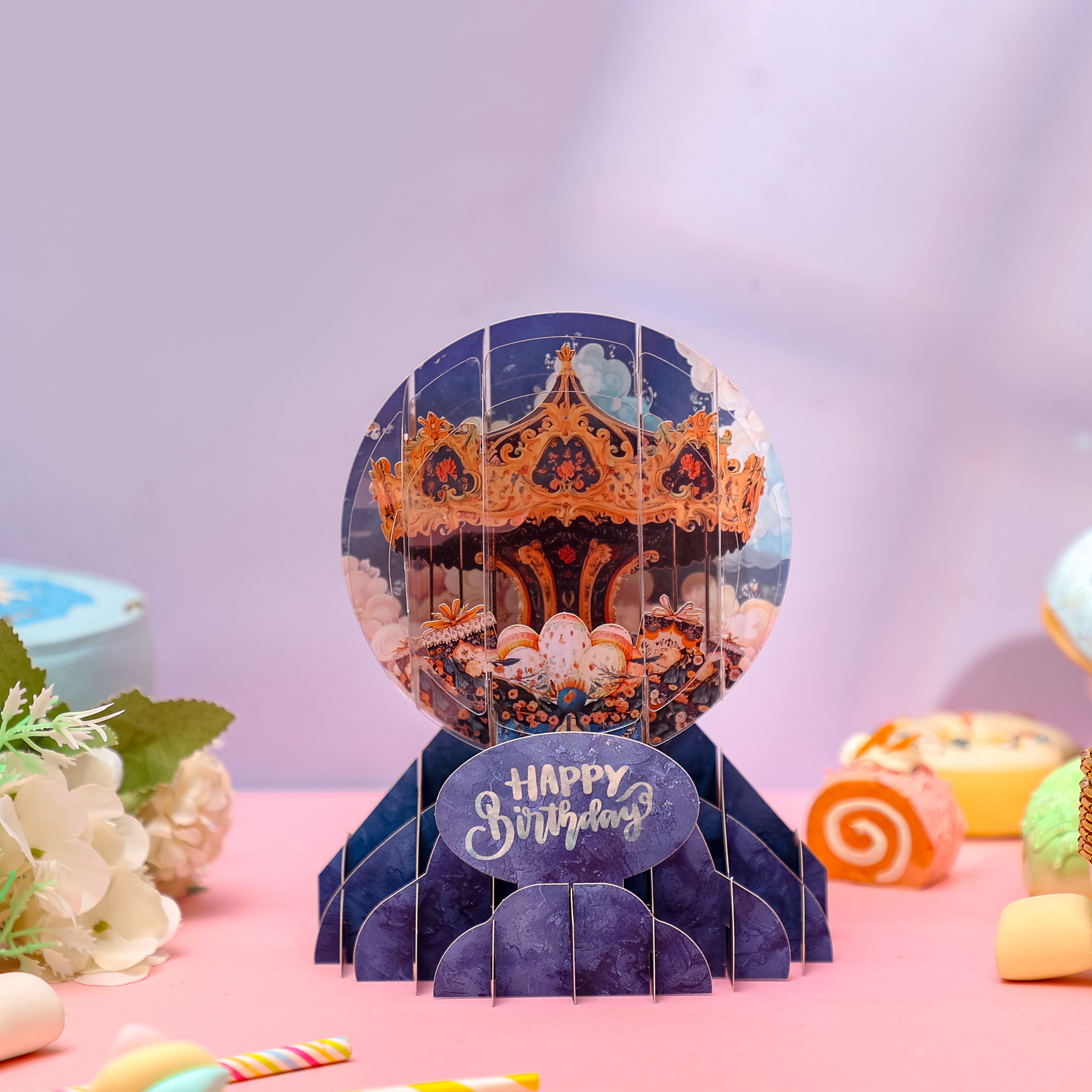 Cost-Effective Carousel 3D Pop-Up Card Magical Crystal Ball Birthday Desk Decor