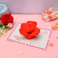 Wholesale Supplier Plush Rose Valentine's Day 3D Pop-Up Greeting Card Romantic Soft Gift