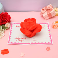 Wholesale Supplier Plush Rose Valentine's Day 3D Pop-Up Greeting Card Romantic Soft Gift