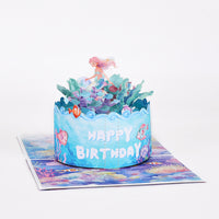 Custom Manufacturer Mermaid 3D Pop-Up Card Birthday Underwater Cake Design Bulk Party Greeting Card
