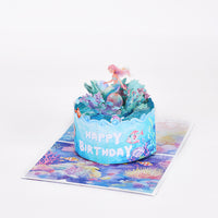 Custom Manufacturer Mermaid 3D Pop-Up Card Birthday Underwater Cake Design Bulk Party Greeting Card