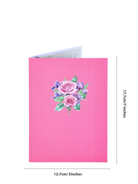 Manufacturer Wholesale Pink Pueple Roses Flower Bouquet 3D Pop-up Card