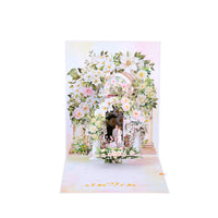 3D Floral Wedding Arch Pop Up Greeting Card - Elegant Printed Keepsake for Newlyweds