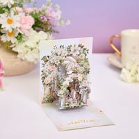 3D Floral Wedding Arch Pop Up Greeting Card - Elegant Printed Keepsake for Newlyweds
