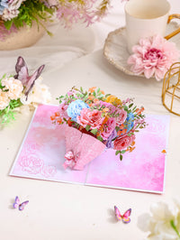 High Quality Colorful Mixed Flower Bouquet 3D Pop-Up Card Competitive Price Greeting Card